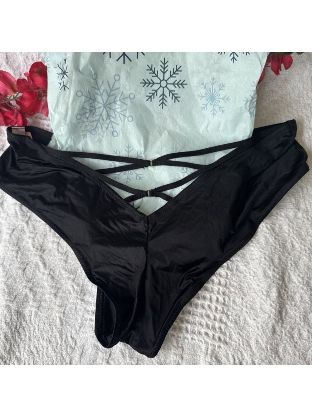 VICTORIA'S SECRET M SLACK SILKY STRAPPY BACK VERY SEXY CHEEKY HI LEG PANTIES NWT